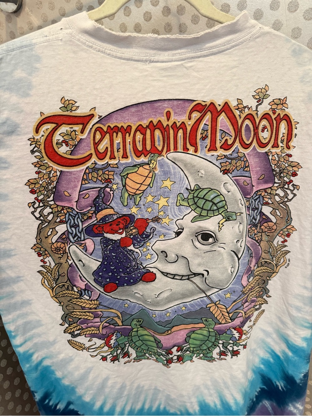 Vintage Liquid Blue Grateful Dead Terrapin Moon Tie Dye Graphic Tee Shirt XL - Picture 3 of 4